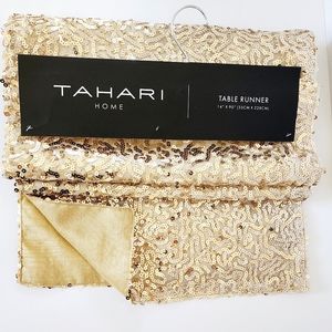 Tahari GOLD Sequins Table Runner Christmas Holiday Party Gift Wedding 14"x90"
